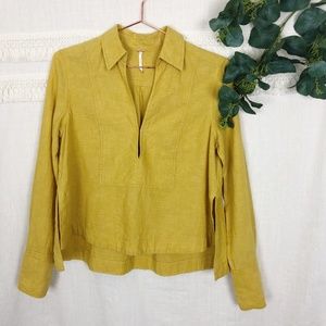 Free People | Yellow Ready or Not Linen Top | XS